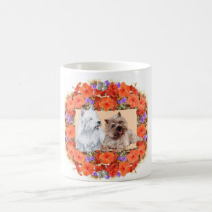 Taza De Café Cairn marrón y terrier Westie en Floral