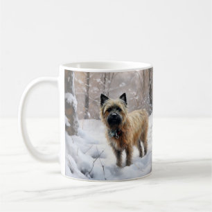 Taza De Café Cairn Terrier deja que nieve Navidades