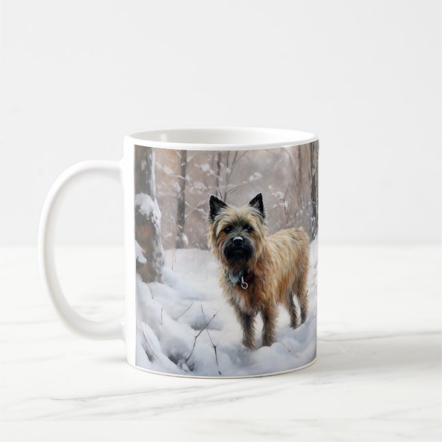 Taza De Café Cairn Terrier deja que nieve Navidades (Izquierda)