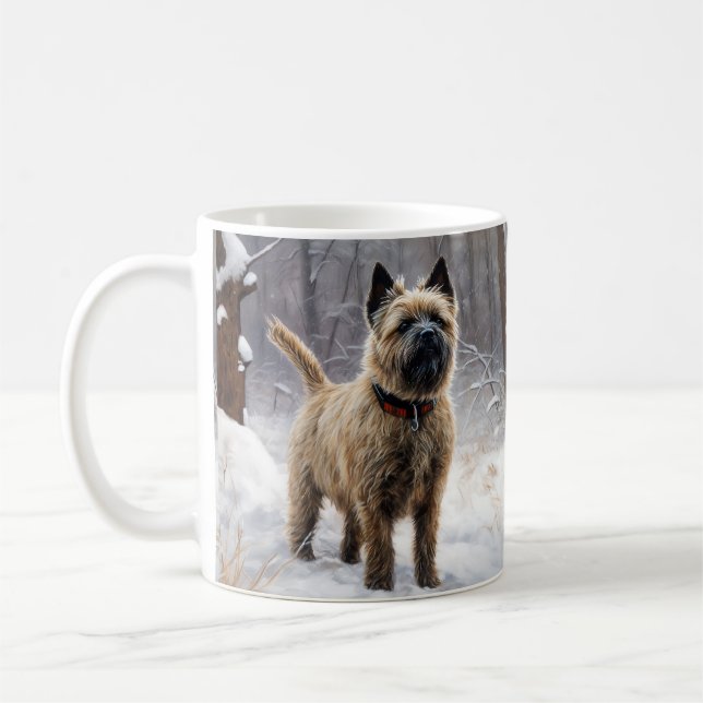 Taza De Café Cairn Terrier deja que nieve Navidades (Izquierda)