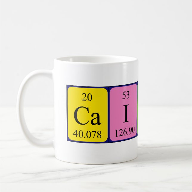 Taza De Café Caitlin periódica nombre de tabla mug (Izquierda)