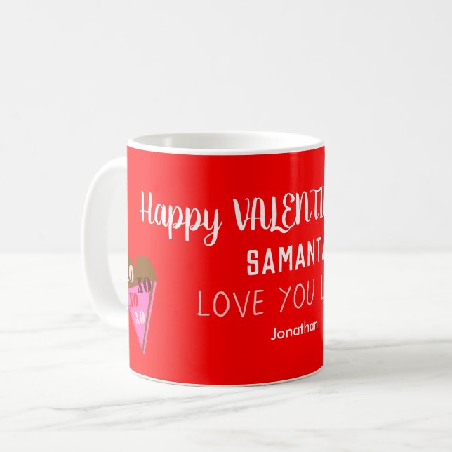 Taza De Café Caja de Corazón de Fresa de San Valentín (Anverso izquierdo)