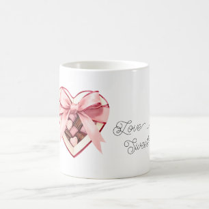 Taza De Café Caja de Corazones de Chocolate Amor es Dulce