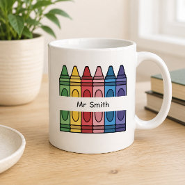 Taza De Café Caja de crayones coloridos dividida con nombre par