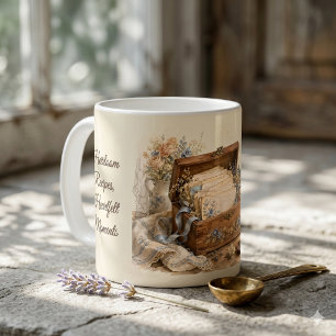 Taza De Café Caja de Recetas Antiguas Cocina de Campo
