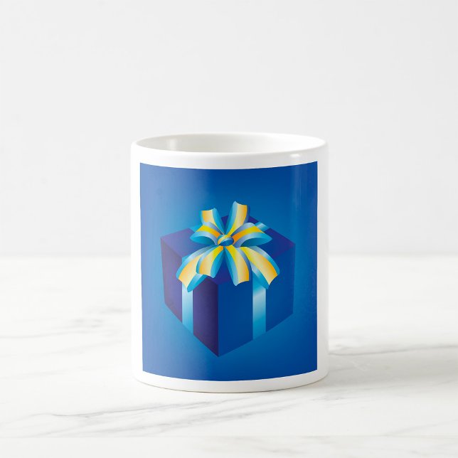 Taza De Café Caja de regalo azul con cinta amarilla y Aqua (Subido por el creador)