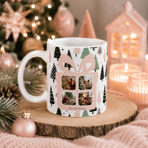 Taza De Café Caja de regalo de Navidad rosa moderna personaliza