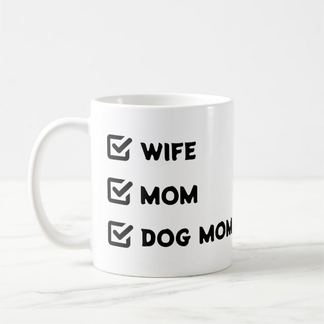 Taza De Café Caja de verificación simple esposa mamá perro madr (Izquierda)