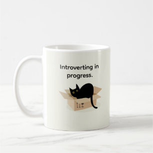 Taza De Café Caja personal minimalista de gato negro introducid