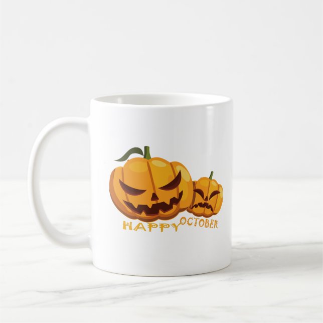 Taza De Café calabaza alegre y enojada (Izquierda)