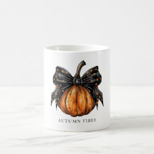 Taza De Café Calabaza Coqueta Con Lazo Otoño