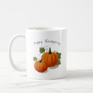 Taza De Café Calabaza de Acuarela 'Feliz Día de Acción de Graci
