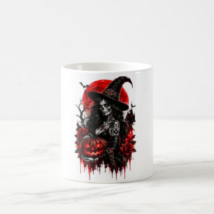 Taza De Café Calabaza de bruja gótica Halloween gato negro espe