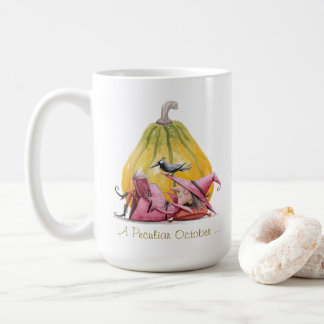 Taza De Café Calabaza de Bruja Leyendo Octubre Mes del Libro