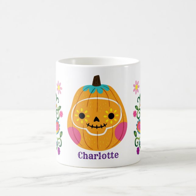 Taza De Café Calabaza de calavera de azúcar de Halloween (Centro)