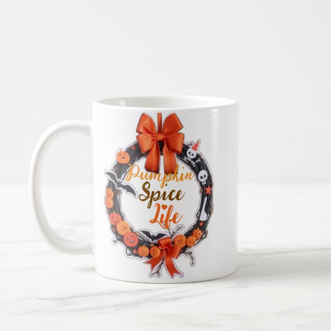Taza De Café Calabaza de especias y hongos de Halloween (Izquierda)