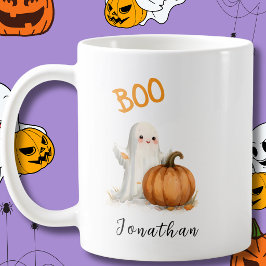 Taza De Café Calabaza de fantasma de Halloween BOO 