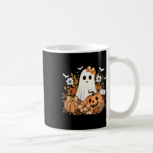 Taza De Café Calabaza De Fantasma Floral Retro Calabaza Cuta Ot