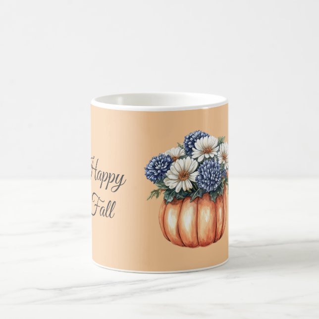 Taza De Café Calabaza de flores azules de otoño (Centro)