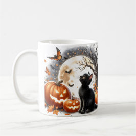 Taza De Café Calabaza de gatos de Halloween y tazón fantasma