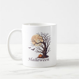 Taza De Café Calabaza de Halloween Árbol Retorcido Espeluznante