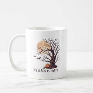 Taza De Café Calabaza de Halloween Árbol Retorcido Espeluznante