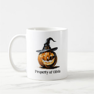 Taza De Café Calabaza de Halloween con sombrero de bruja