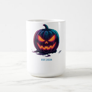Taza De Café Calabaza de Halloween Cyberpunk Neon