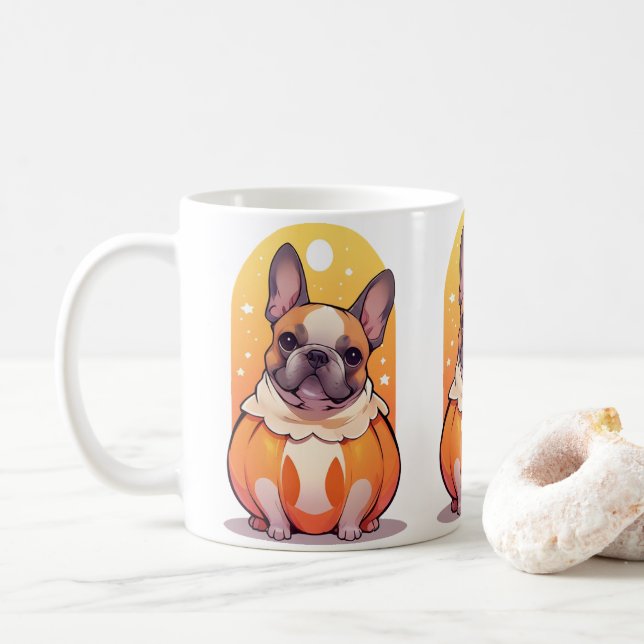Taza De Café Calabaza de Halloween de Bulldog francés (Con donut)