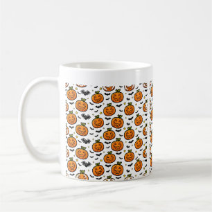 Taza De Café Calabaza de Halloween Patrón continuo caras Arte