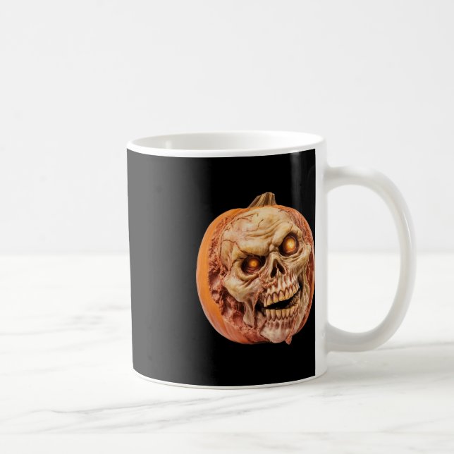 Taza De Café Calabaza de horror inspirada en zombis Funny Hallo (Derecha)