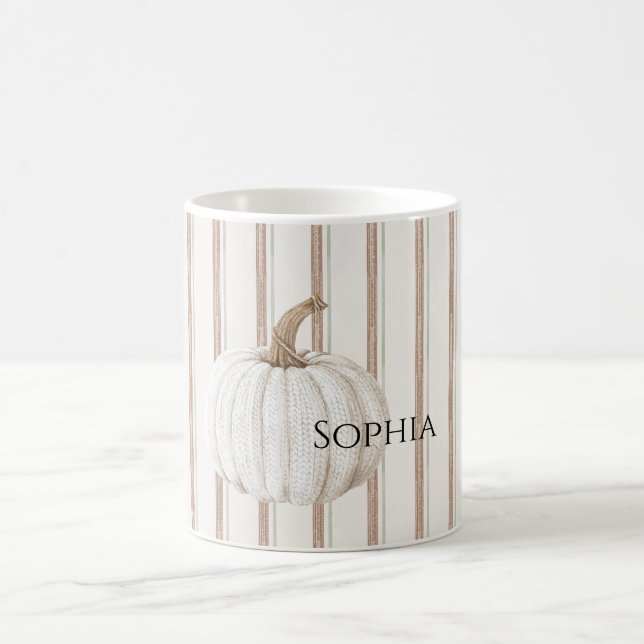 Taza De Café Calabaza de Knit Blanco de Otoño (Centro)
