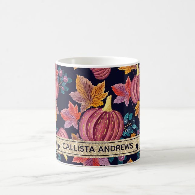 Taza De Café Calabaza de la marina de otoño deja un monograma a (Centro)
