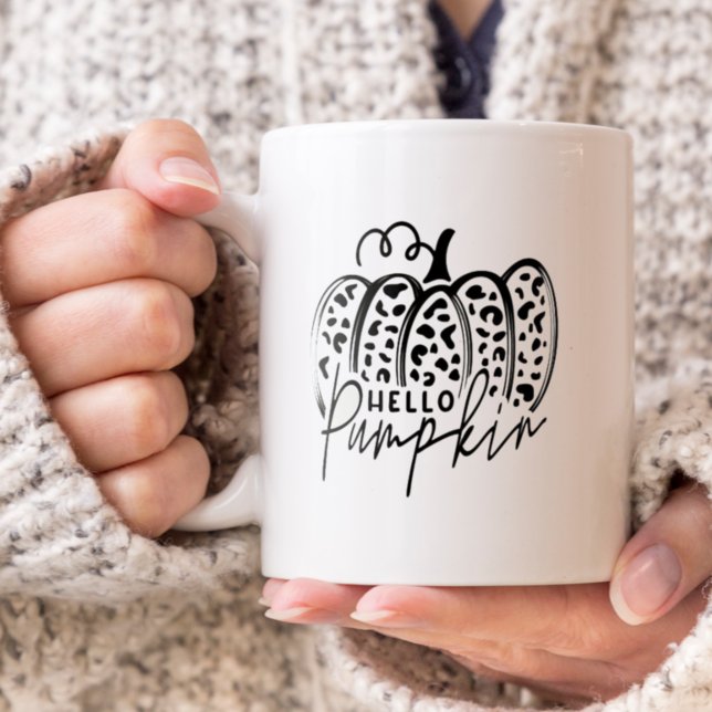 Taza De Café Calabaza de moda Hello (Hellio Pumpkin Fall Coffee Mug)