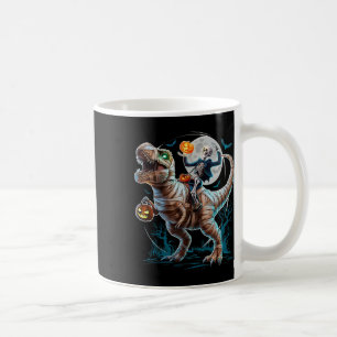 Taza De Café Calabaza de Momia Montando T Rex Dinosaurio Divert
