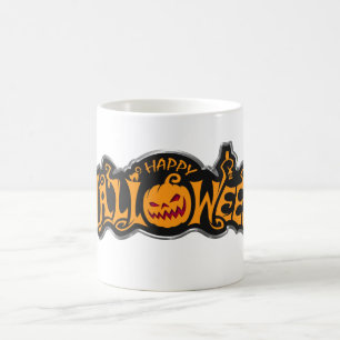 Taza De Café Calabaza de ojos rubíes Feliz Halloween enmarcada