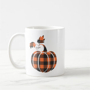 Taza De Café Calabaza De Otoño Naranja Y Negro Tapado En Otoño