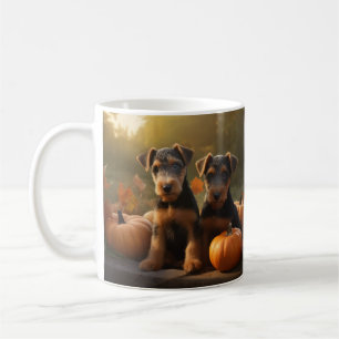 Taza De Café Calabaza deslumbrante Airedale Puppy Autumn