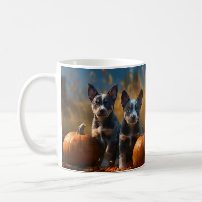 Taza De Café Calabaza deslumbrante azul heeler pipa otoño (Izquierda)
