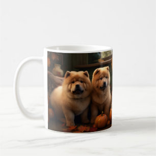 Taza De Café Calabaza deslumbrante Chow Chow Puppy Autumn