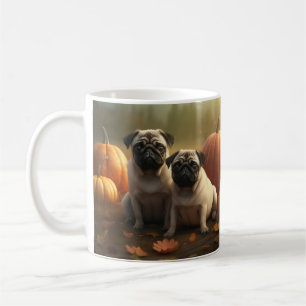 Taza De Café Calabaza deslumbrante de la pug pipa otoño