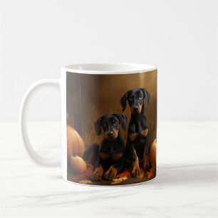 Taza De Café Calabaza deslumbrante Doberman Puppy Autumn