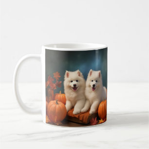 Taza De Café Calabaza deslumbrante Samoyed Puppy Autumn