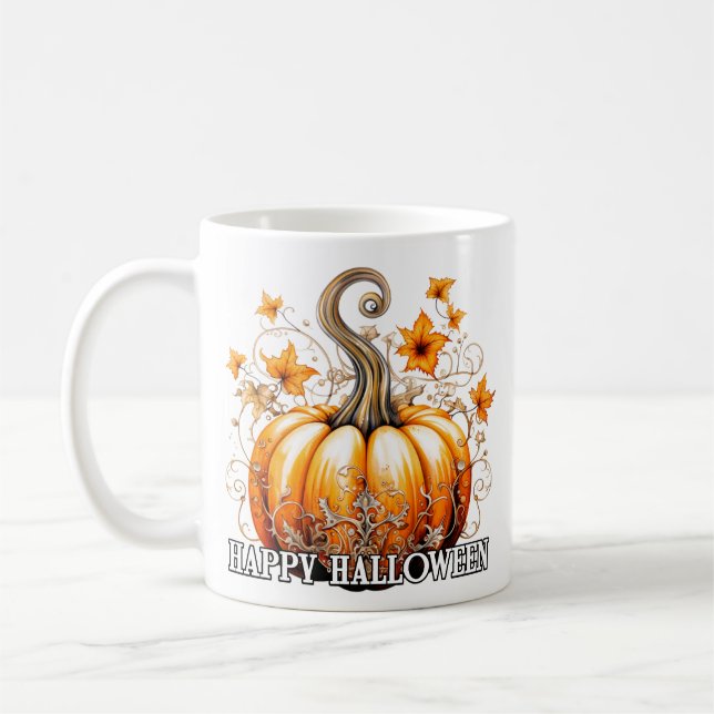 Taza De Café Calabaza feliz de Halloween de temporada decorativ (Izquierda)
