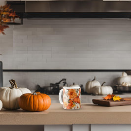 Taza De Café Calabaza floral de otoño
