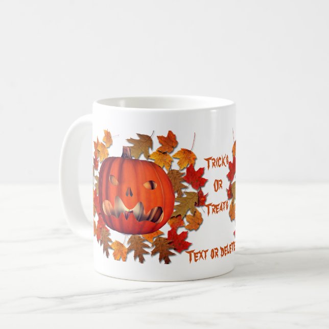 Taza De Café Calabaza Jack O Lantern Halloween personalizado (Anverso izquierdo)