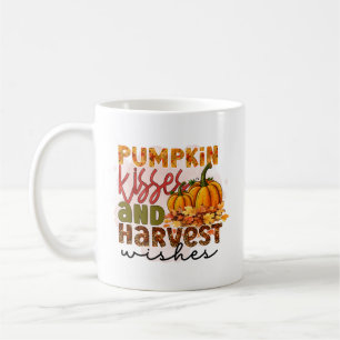 Taza De Café Calabaza linda besos Arte de palabras de temporada