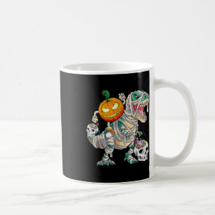 Taza De Café Calabaza montando momia dinosaurio T rex Halloween