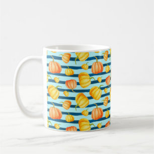 Taza De Café Calabaza Naranja redonda. Mancha acuática sin foco