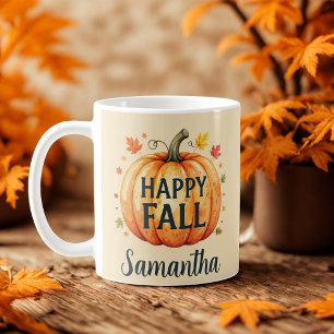 Taza De Café calabaza otoño naranja acuarela